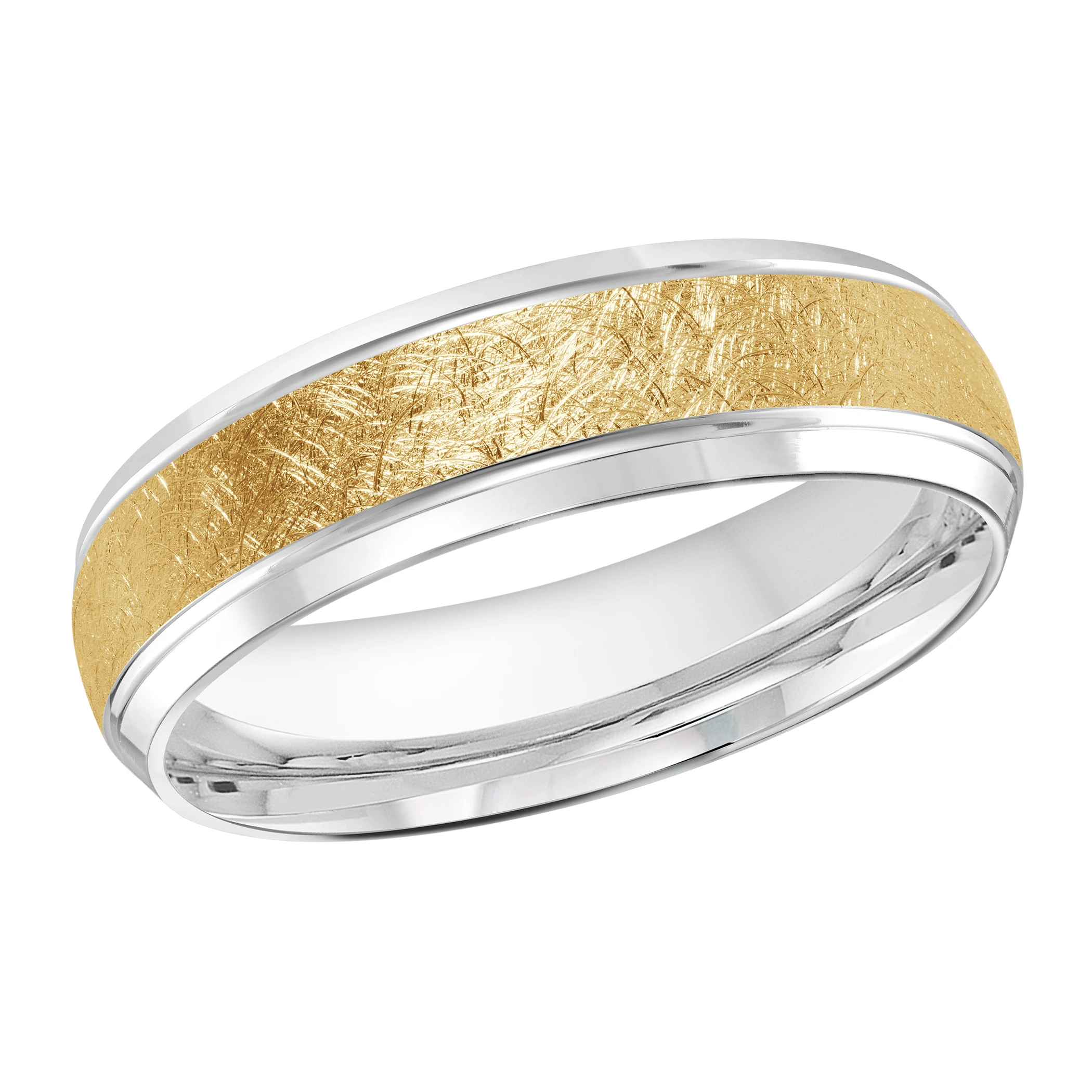 Scratch Pattern 14K White and Yellow Gold