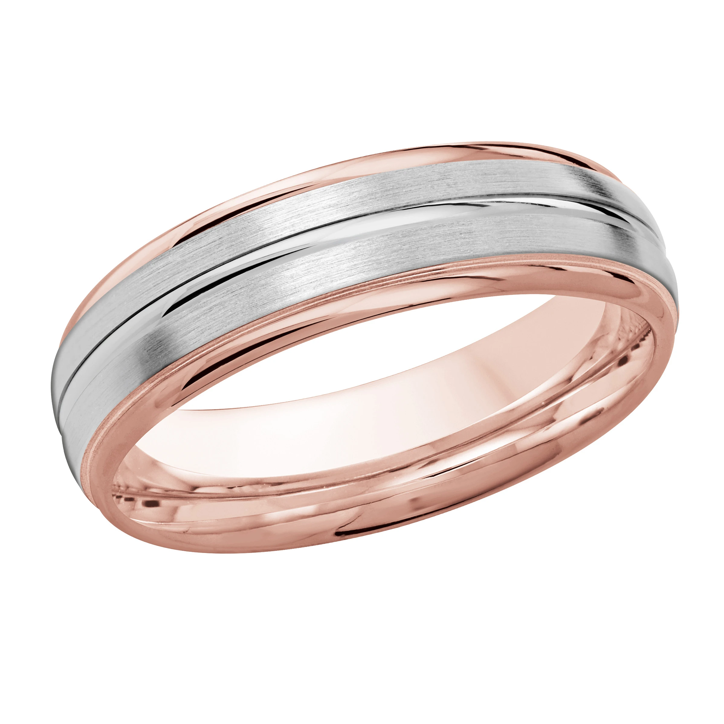 Satin Finish 14K Rose and White Gold