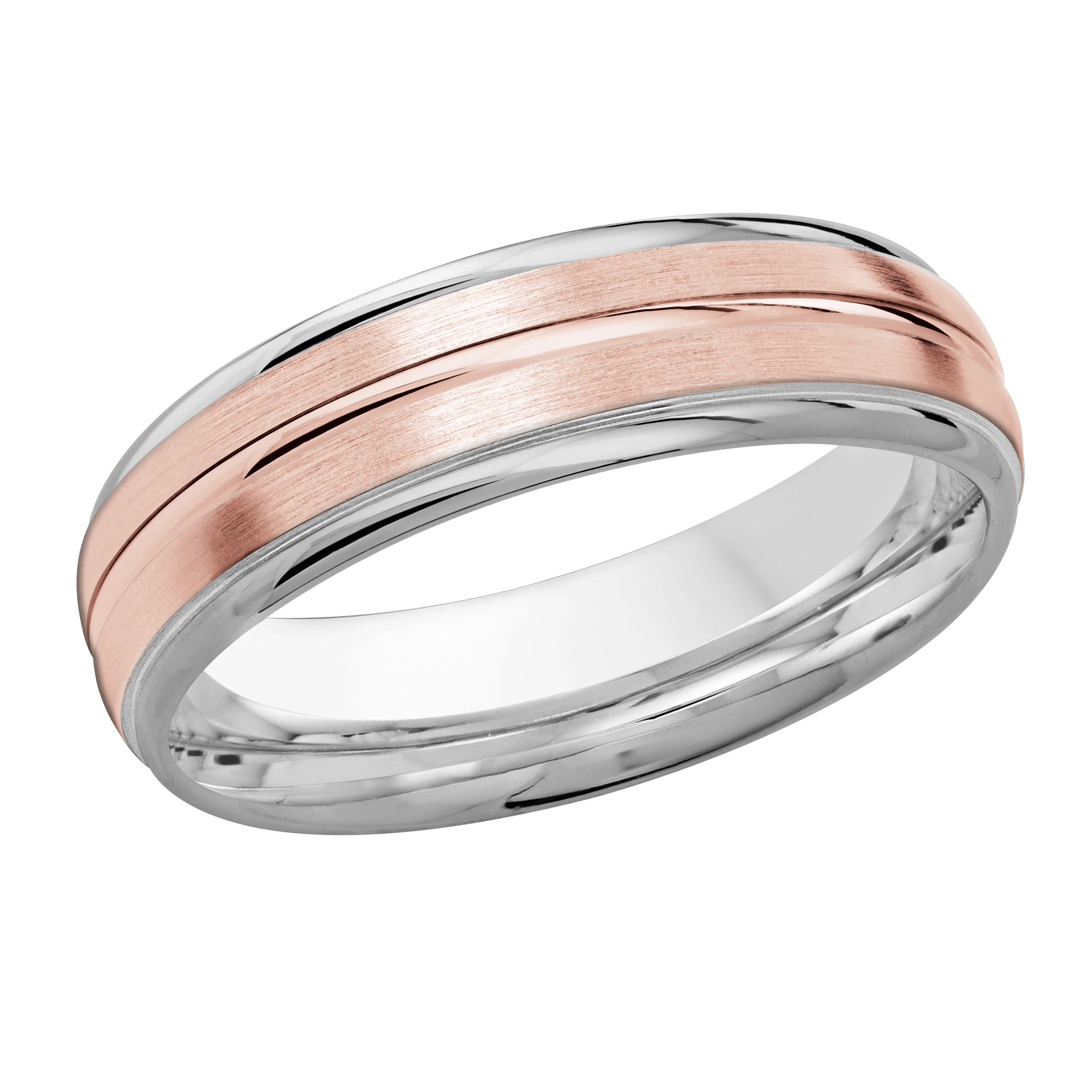 Satin Finish 14K White and Rose Gold