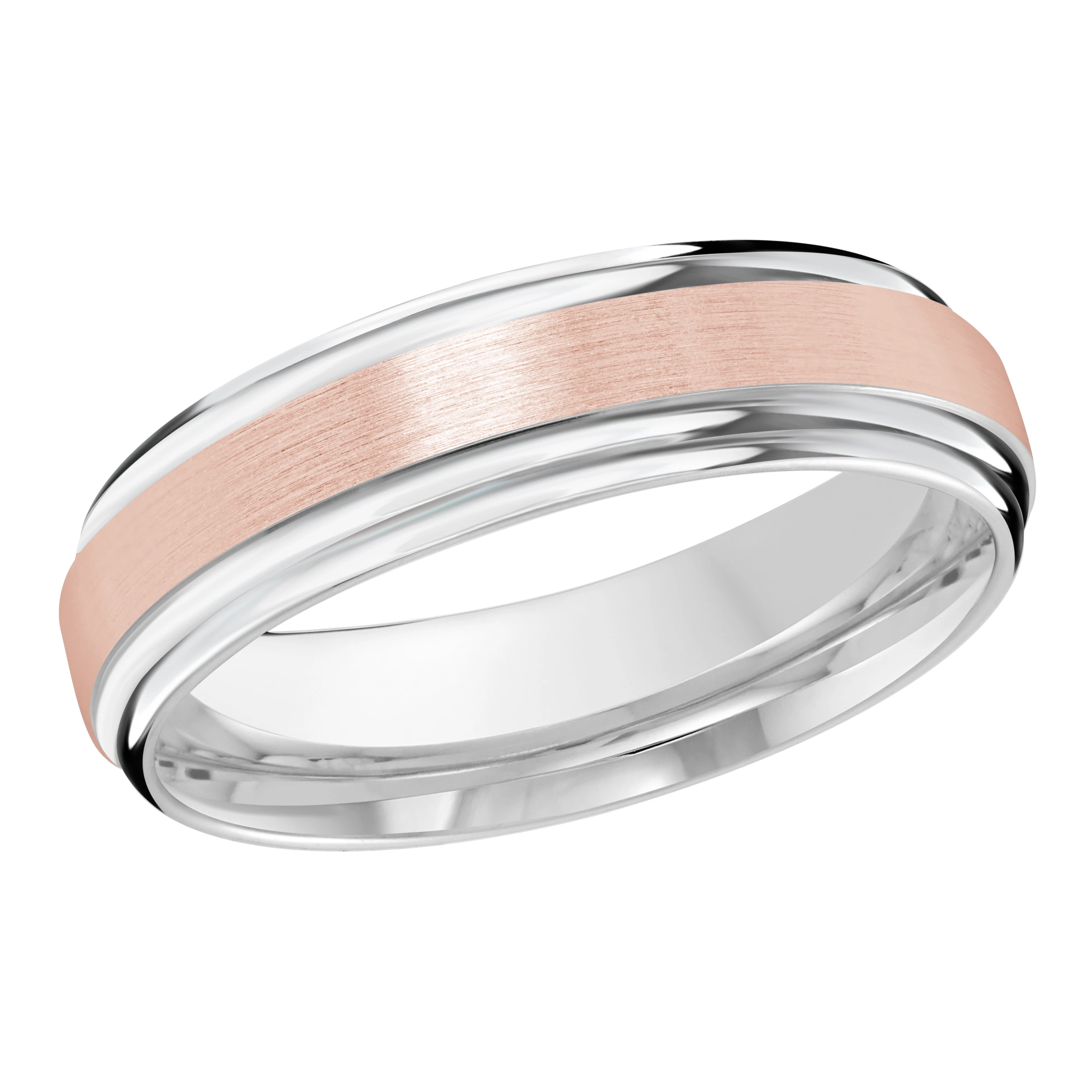 Satin Finish 14K White and Rose Gold