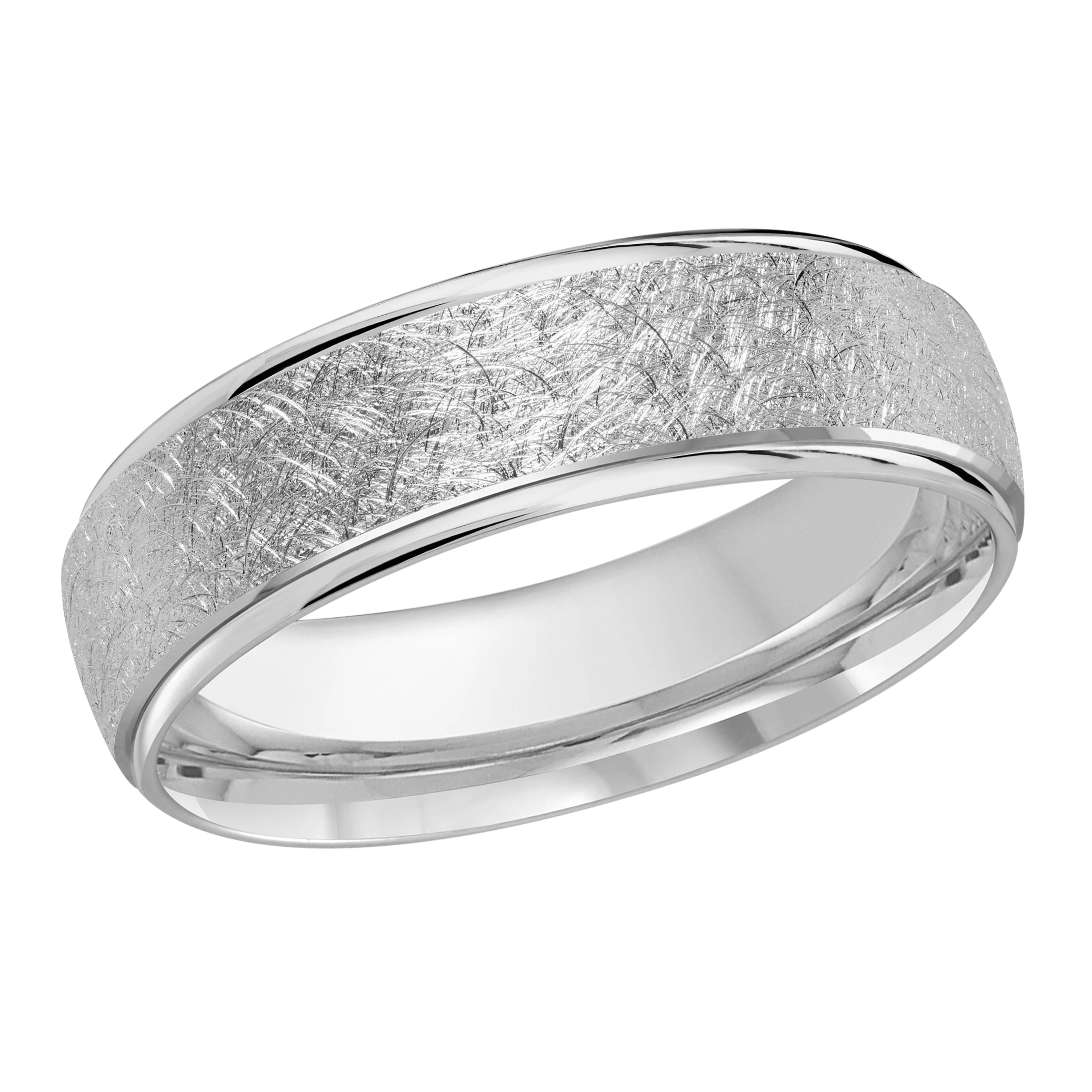 Scratch Finish 14K White Gold