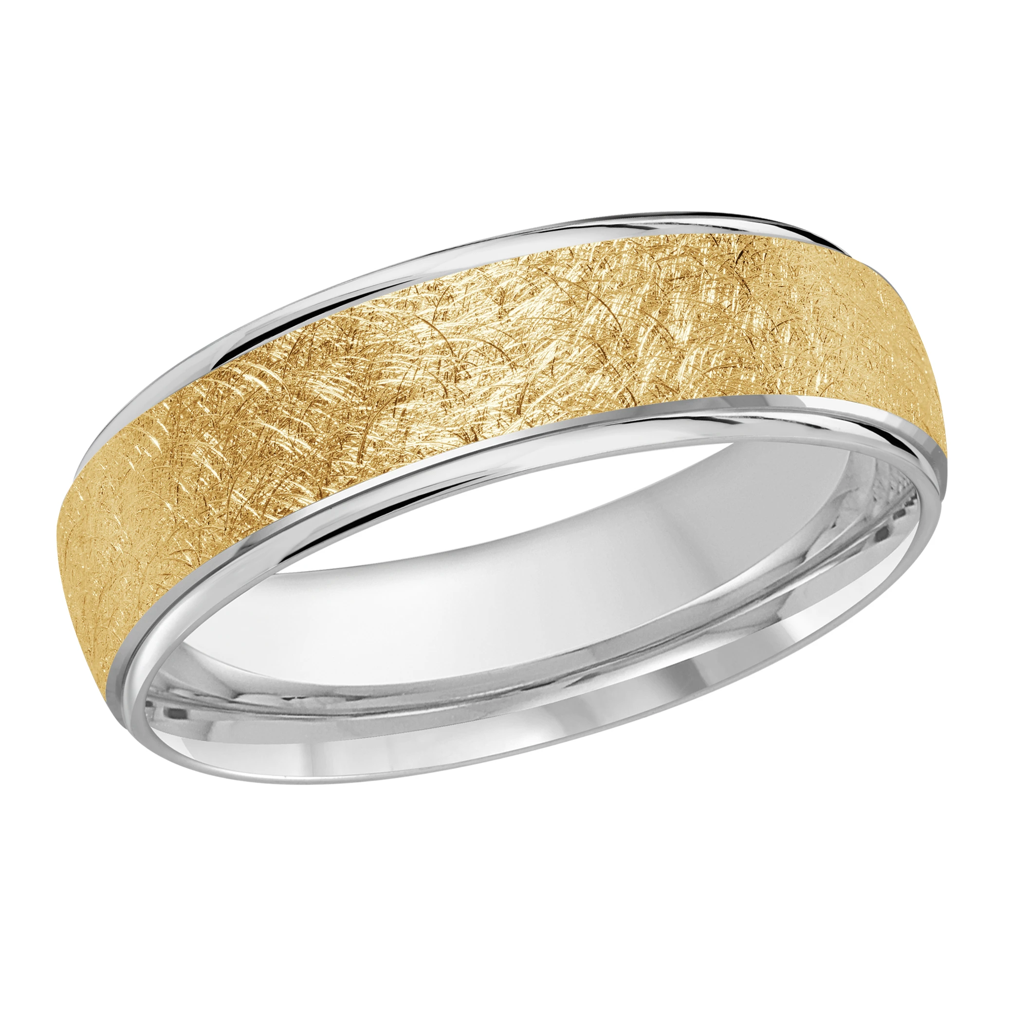 Scratch Finish 14K White and Yellow Gold