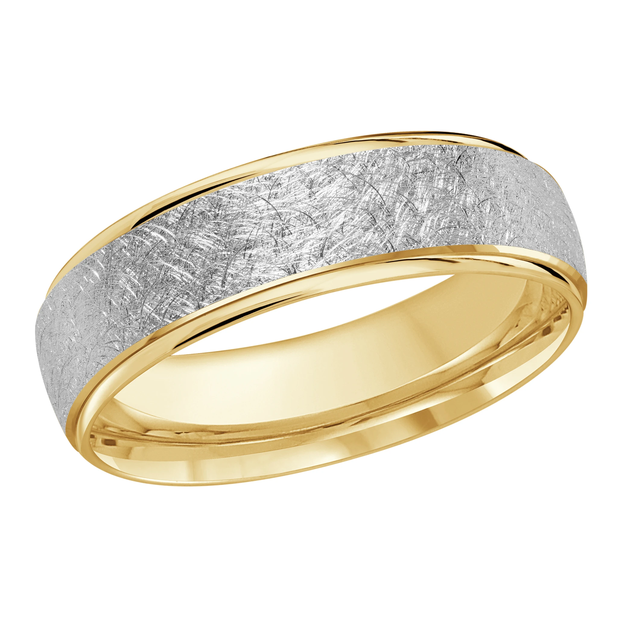 Scratch Finish 14K Yellow and White Gold